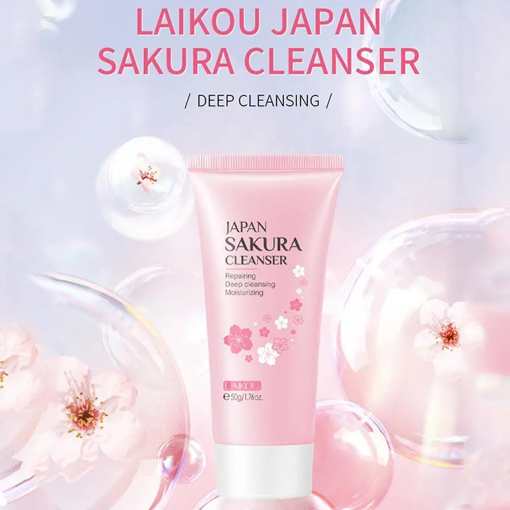 

LAlKOU Japan Sakura Gentle Cleansing Cleanser Shrink Pores Deep Clean Oil Control Remove Blackhead Moisturizing Skin Care