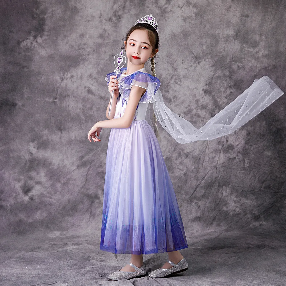 Платье Снежной Королевы 2 Эльзы для девочек белый блестящий карнавальный костюм