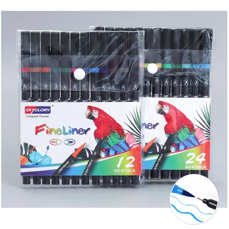 Двухсторонняя маркерная ручка 12/24 цветов жесткая кисть текстовыделитель тонкая