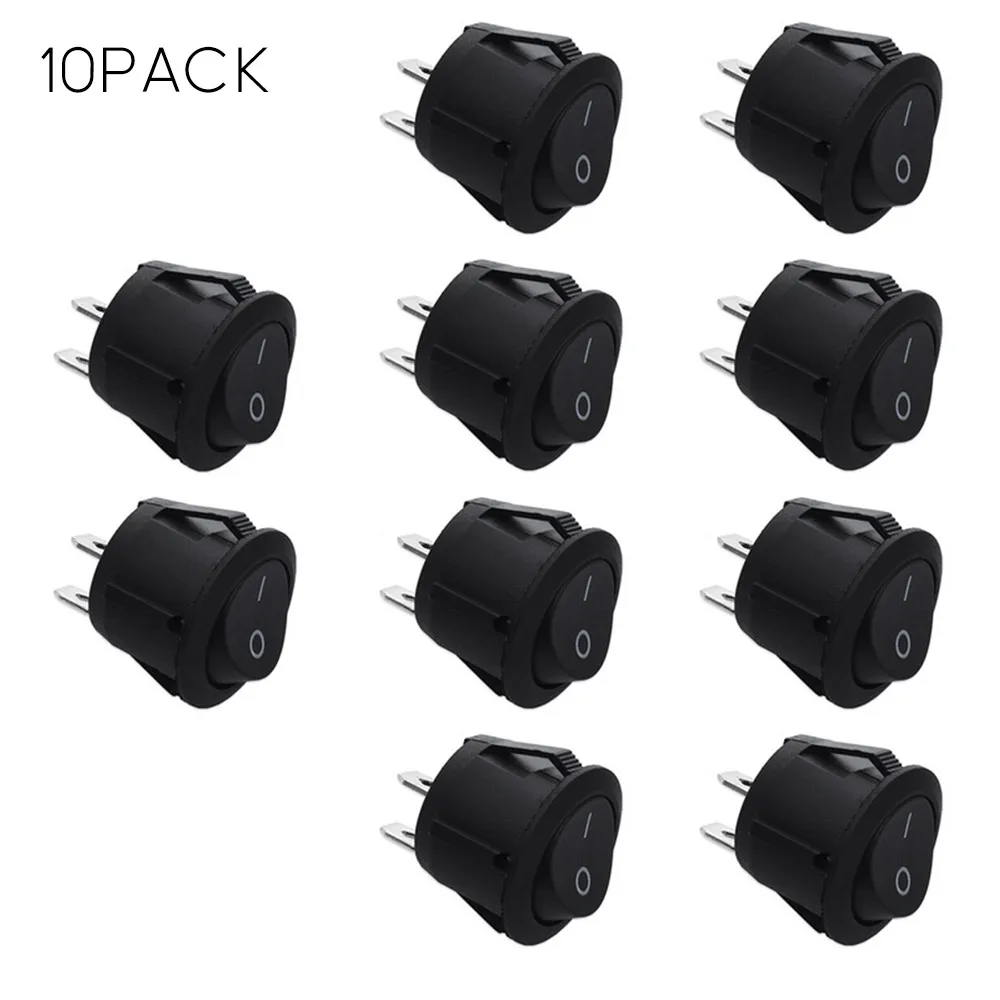 

10X 2 Stalls 12V Round Rocker Switch ON/OFF 2 Pin SPST Camper Van Caravan Motorhome Rocker Switches Interior Parts