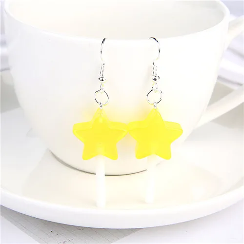 Transparent yellow 1 пара, женские серьги, полимерные, ремесло, конфеты, леденец, bff, дружба, Висячие серьги для женщин, детей, ювелирные изделия - Окраска металла: Transparent yellow