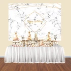 Фон с украшением в честь Дня Рождения, мраморный баннер, золотая линия, фон для фотосъемки детей, для взрослых, фотостенд, десертный стол