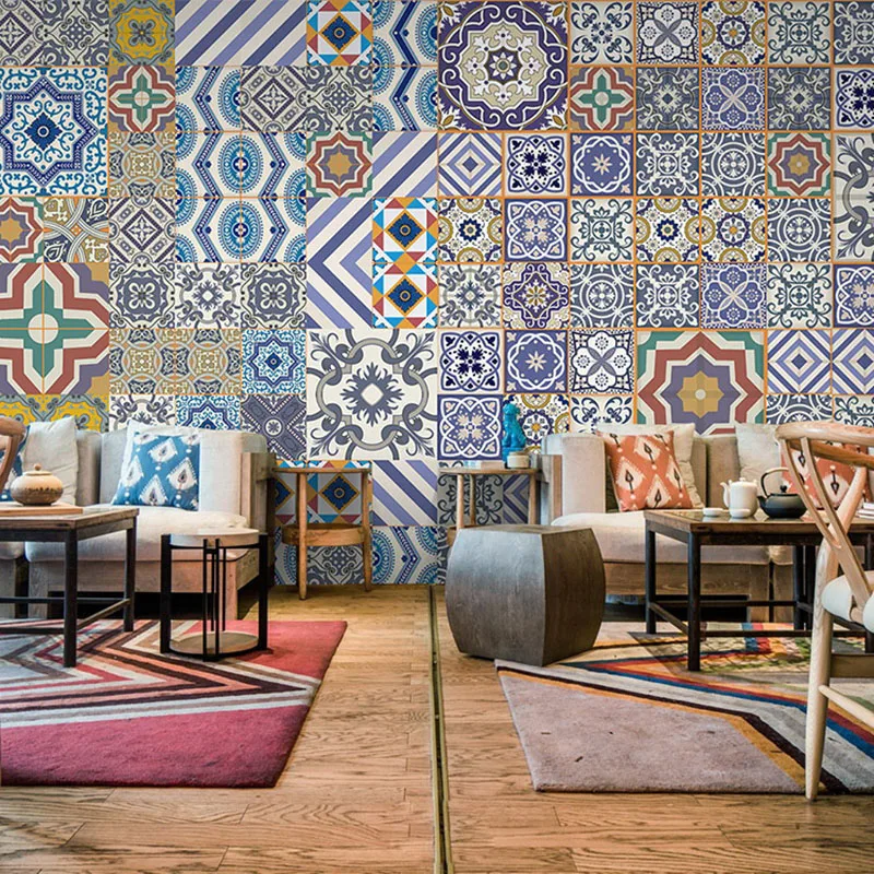 Европейские 3D стерео фарфоровые обои для кафе в ретро-старинном этническом стиле