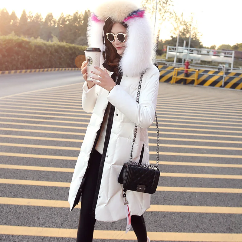 90% белая куртка-пуховик на утином пуху Женское зимнее пуховое пальто женские