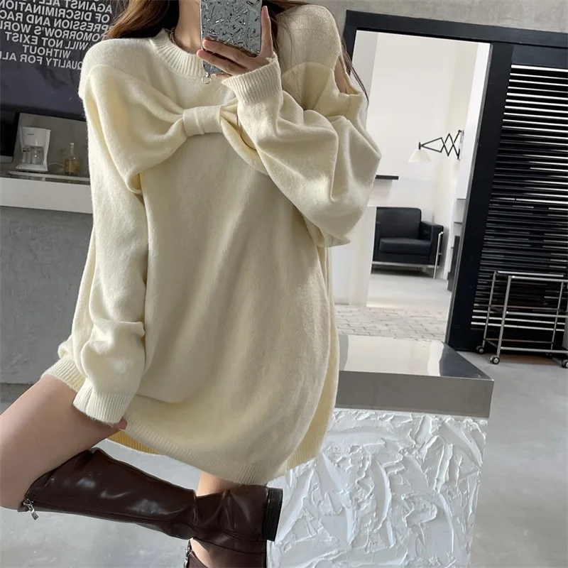 Ажурный вязаный свитер Ezgaga Женский шикарный однотонный Свободный пуловер с