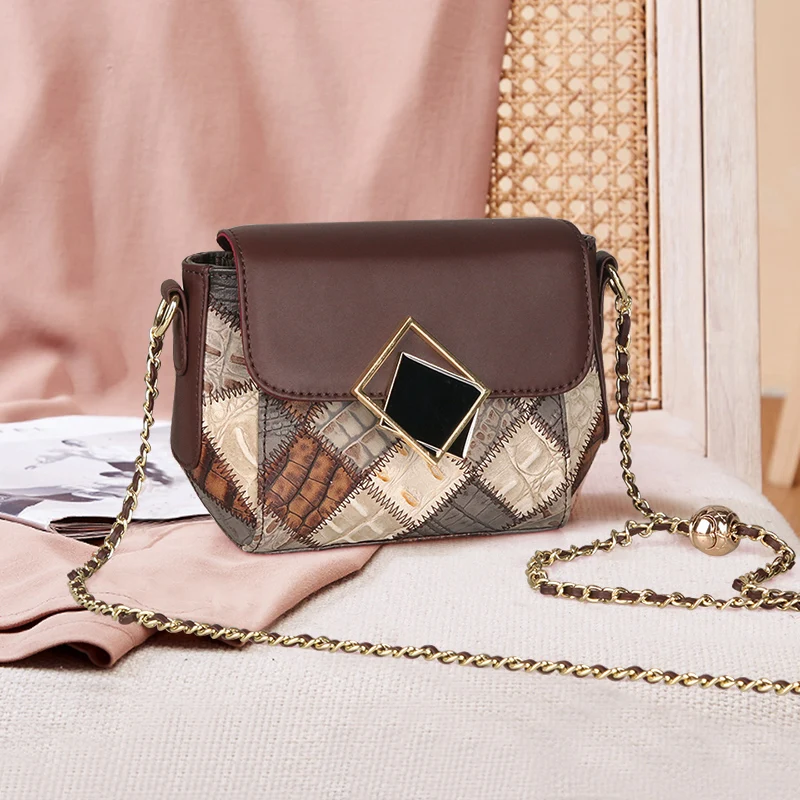 2021 Vintage Genuine Leather New Small Women's Shoulder Crossbody Bag Spring Summer Bucket Diamond Lady Classic Flap Purses