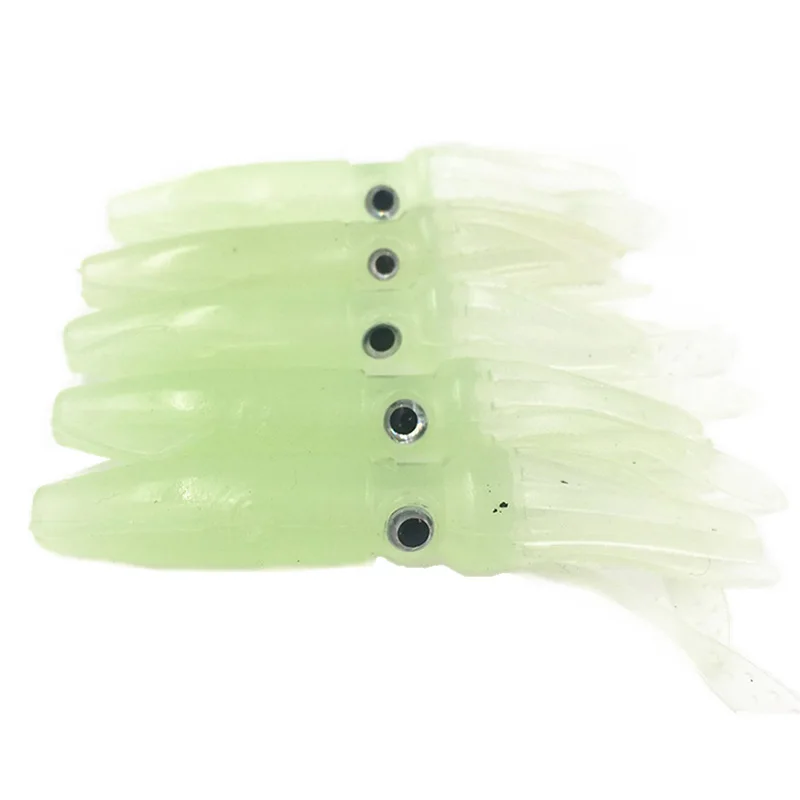 

5Pcs 10.5Cm Octopus Lures Squid Skirt Bait Glow in Dark Luminous Saltwater Bait for Tuna Marlin Dolphin Bass Lure