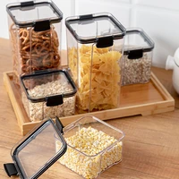 new 1pc 460ml700ml1300ml1800ml cereal storage container airtight food fresh box square clear sealed jar food sacks dispenser