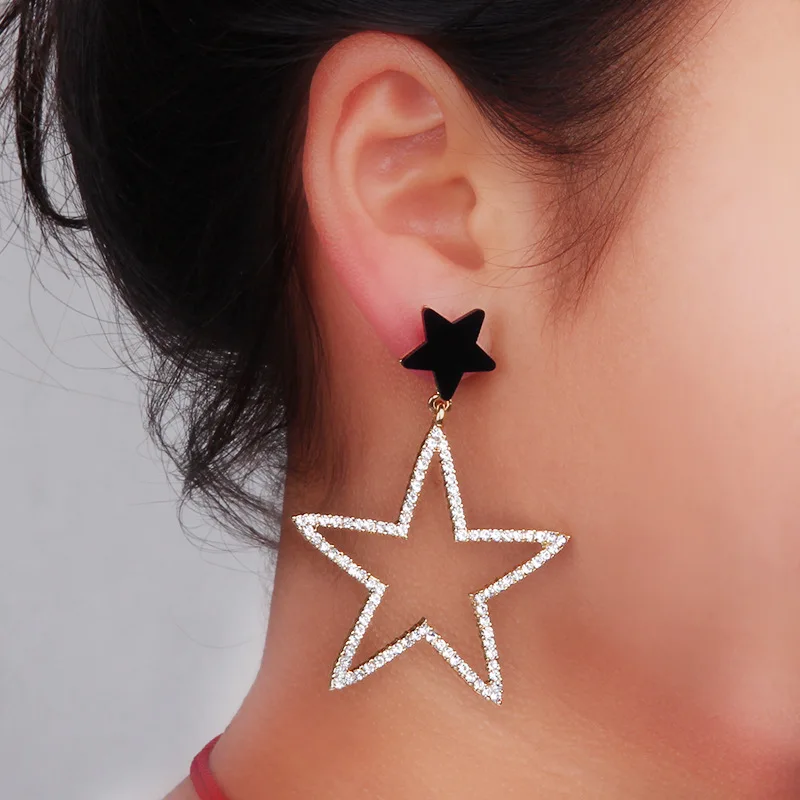 Новые модные большие серьги-подвески в виде пятиконечной звезды для женщин