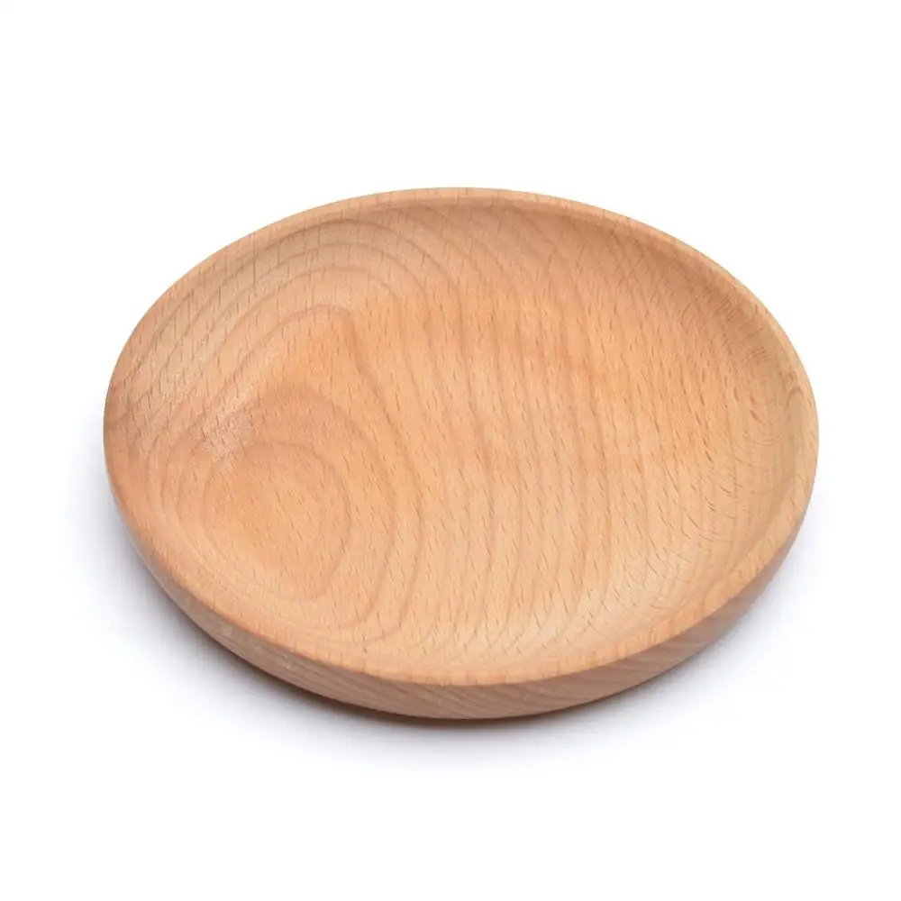 

Round Plate Snack Wooden Cake Fruits Dish Room Dessert Service Tray Eco-friendly Sushi Tableware Party For Home Hotel School 30P