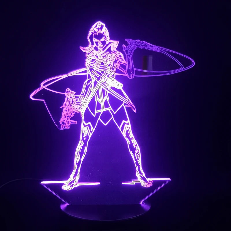 3d лампа игровая Overwatch Hero Sombra многоцветная Лампа на батарейках с дистанционным
