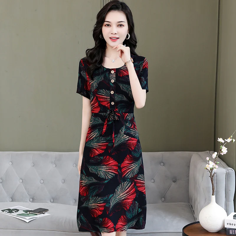 Женское винтажное платье с принтом размера плюс 6XL Летнее Длинное Повседневное