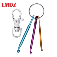 lmdz 3pcs mini crochet hooks with keychain and swivel hooks short aluminum knitting needles tool for yarn knitting and sewing