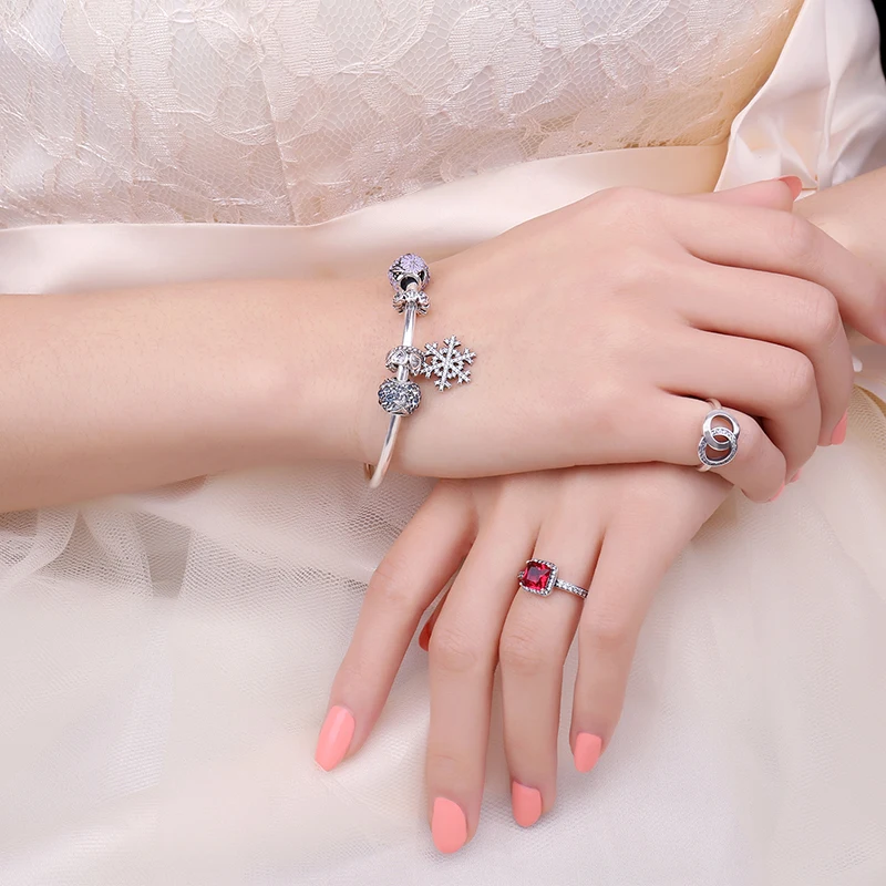 Jewelrypalace Рождество Снежинка кубического циркония браслет серебро 925
