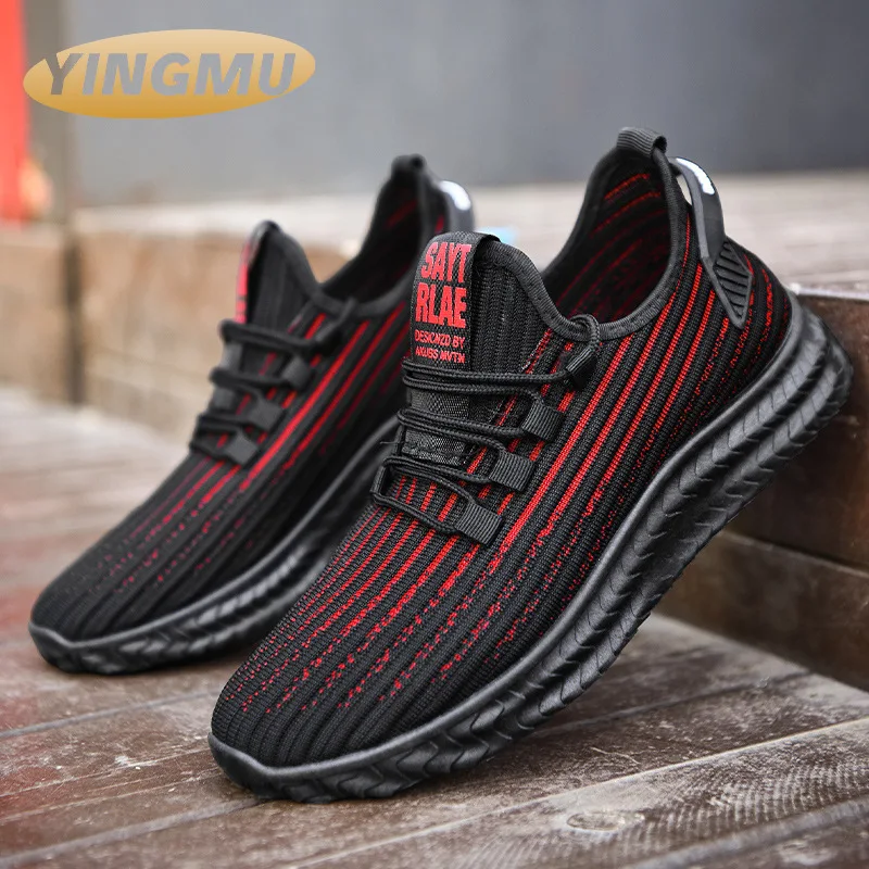 

Мужские кроссовки, дышащие, мягкая подошва, летающие плетеные, повседневная обувь для бега