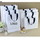 10 шт., Пользовательский логотип подарочный бумажный упаковочный пакет, упаковка из крафт-бумаги, персонализированная деловая упаковка для покупок, сумки с заклепками