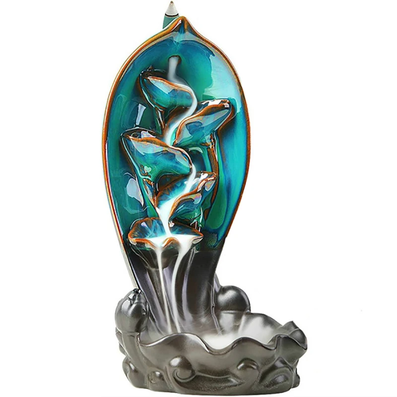 

Waterfall Incense Burner Backflow Incense Holder Ceramic Smoke Incense Burner Censer For Home Office Yoga