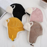 2022 winter womens cold and warm cotton hat cat ear cap windproof and warm plus velvet cold cotton hat thick earmuff cap
