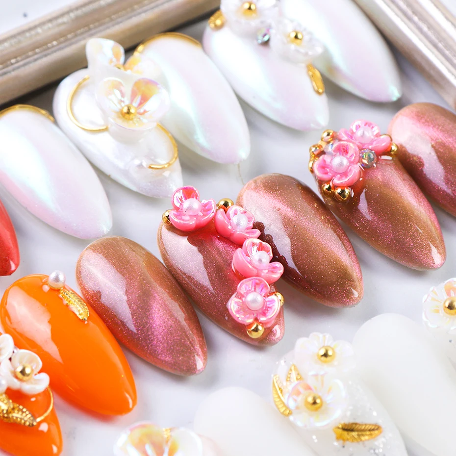 3D смешанные металлические цветы стразы для дизайна ногтей украшение из