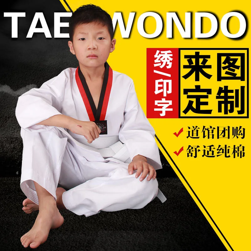 

White Taekwondo Uniform Full Cotton Taekwondo Uniform Sportwear Karate Costume for Adults & Kids Kungfu Martial Arts Suit