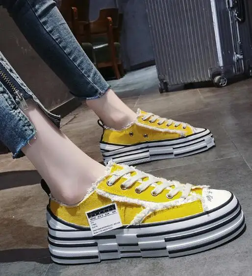 Shoes Trend Canvas Shoes Female Sponge Cake Thick-soled vulcanized Shoes Net red with Casual Retro Shoes Student Sports Shoes - Цвет: Shoes