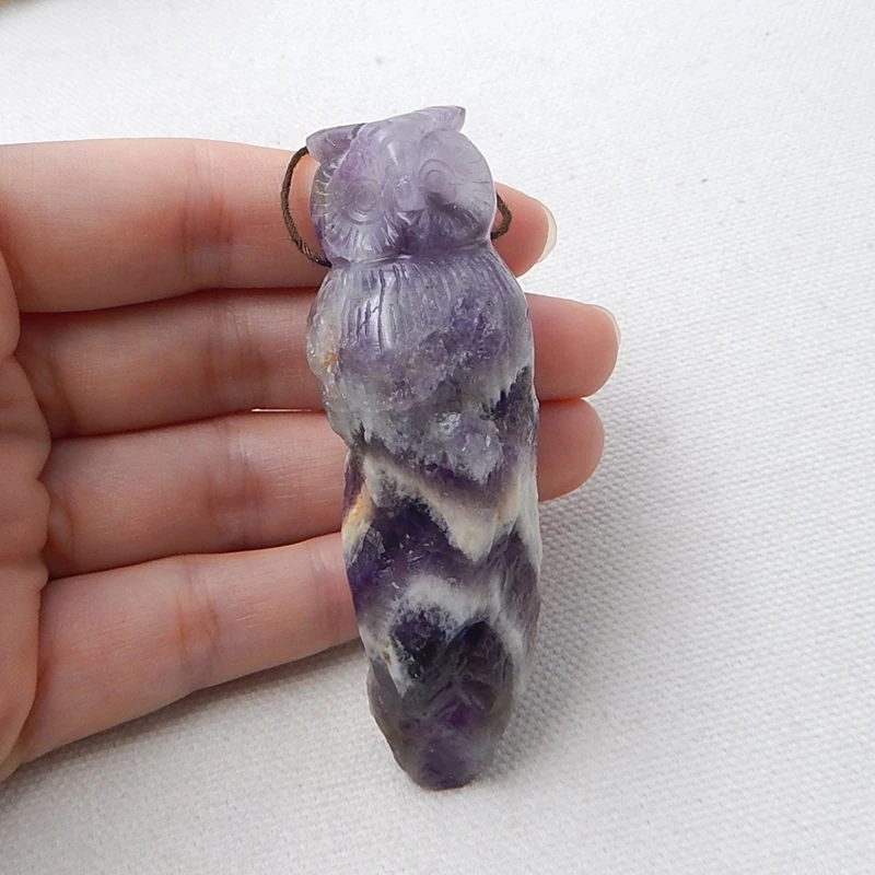 

Natural Stone Amethyst Carved Owl Necklace Pendant 75x25x25mm 49g semiprecious Stone Trendy Jewelry Birthday Accessories