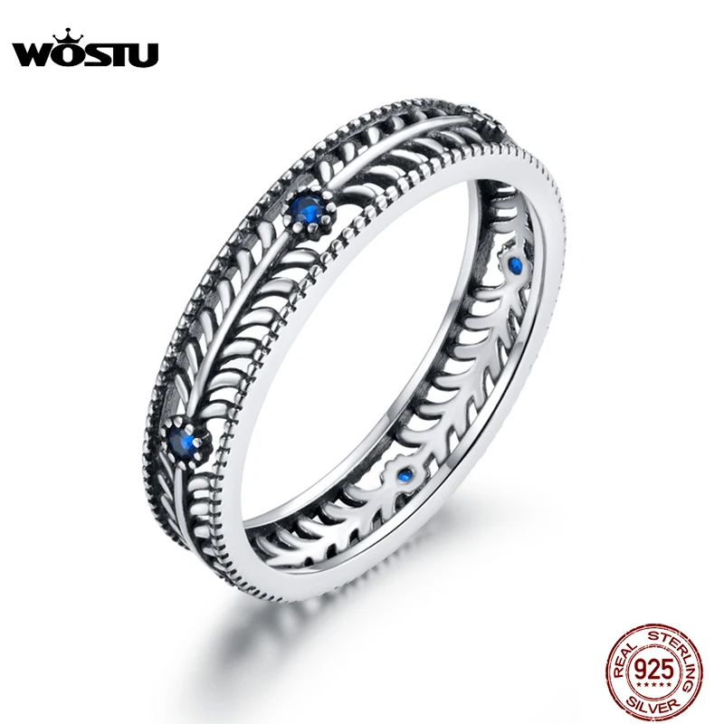 

WOSTU Retro Ring Real 925 Sterling Silver Vintage Stackable Vine Shape Finger Ring for Women Wedding Engagement Jewelry CQR660