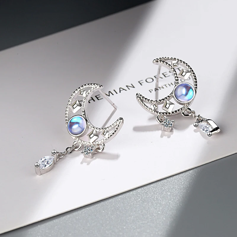 

Женские серьги-подвески с Луной и цирконом, 1 пара