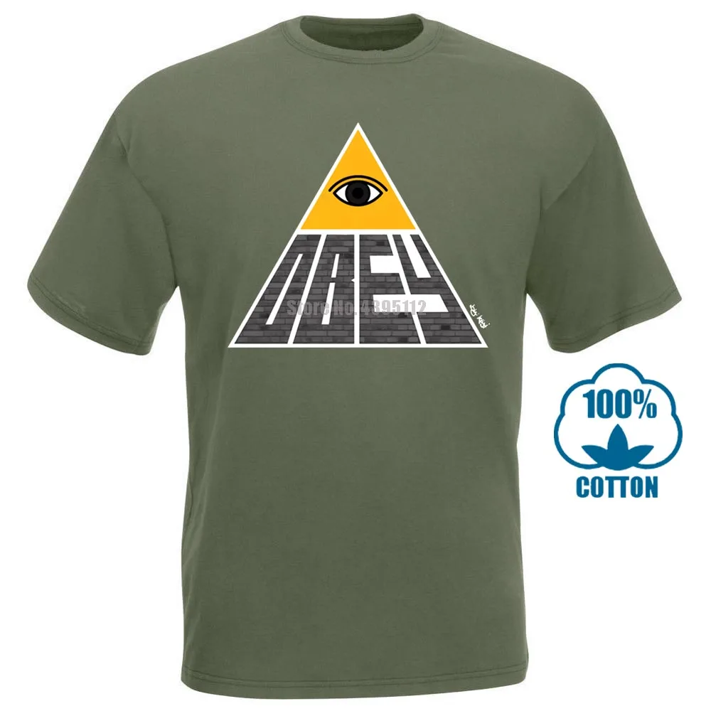Армейский зеленый Футболки с пирамидой Obey, высокое качество, одежда с надписями, Мужская футболка, стильная, с круглым вырезом, солнечный свет, Anlarach, супер 012412 - Цвет: Армейский зеленый