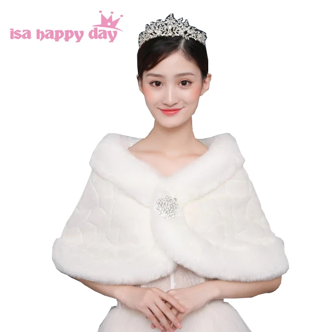 Элегантный женский теплый Болеро цвета слоновой кости 2020 из искусственного меха