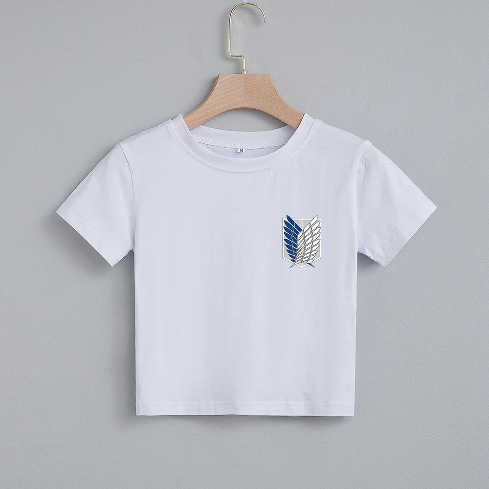 Футболка женская с японской мангой из аниме атака на Титанов винтажный кроп-топ