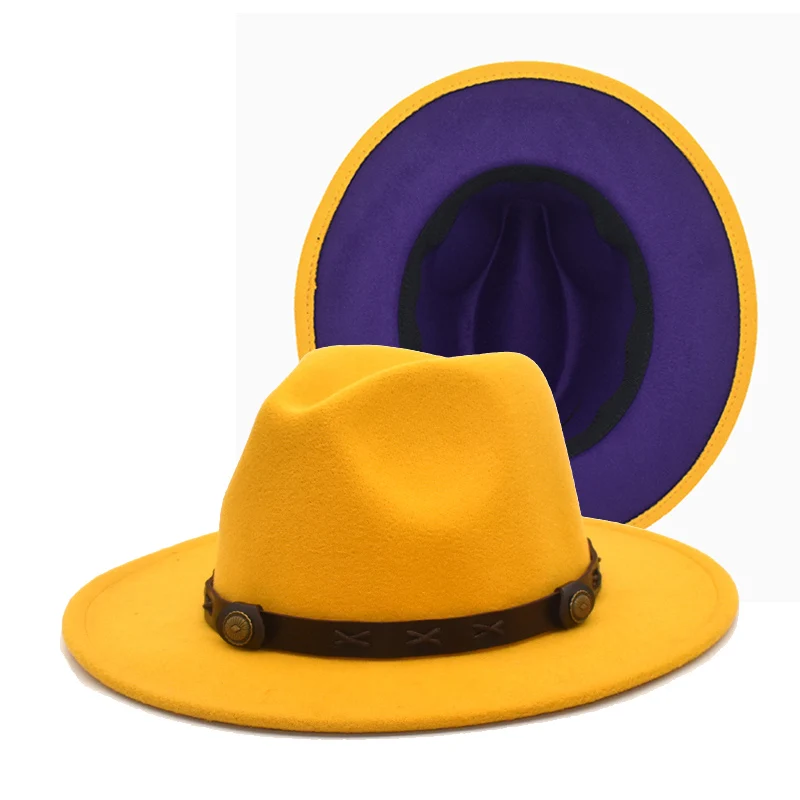 New Fedora Hat Women Cowboy Jazz Hat Unisex Belt Wide Brim Winter Keep Warm Panama Party bowler Hat F107