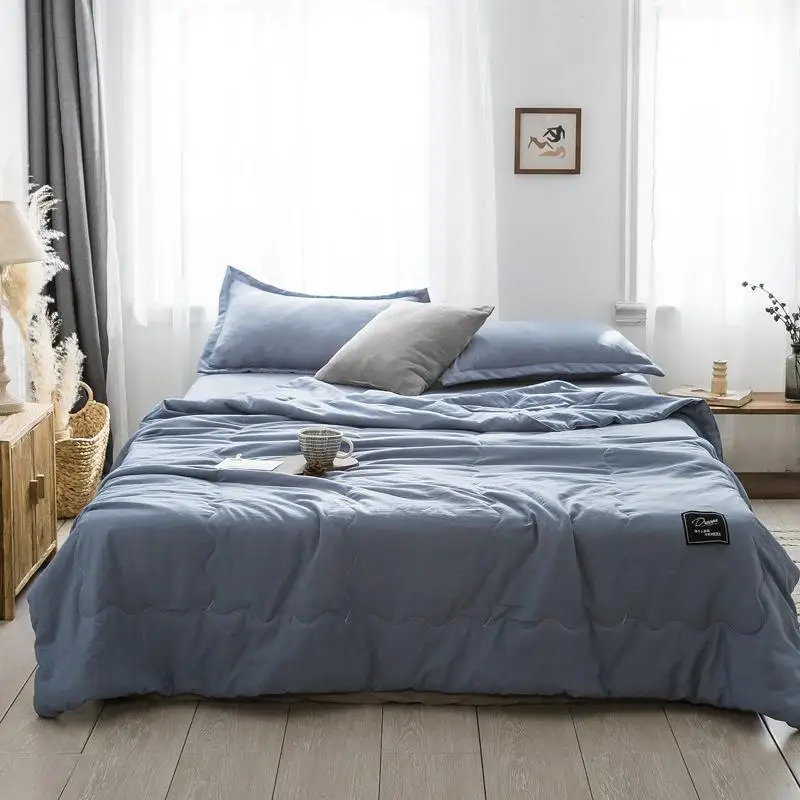 

Summer Quilt Blanket For Bed Grey Thin Solid Color Comforter Quilted Bedspread For Double King Bed Cover Bedding