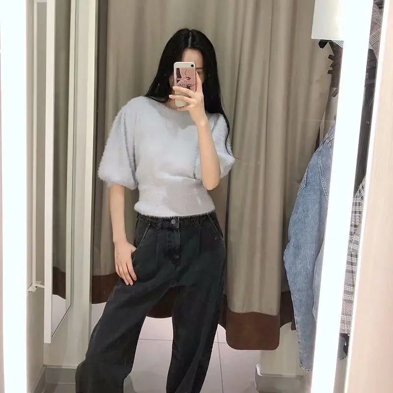 Dave&ampDi 2020 england high street loose mom jeans woman waist candy color Turnip denim pants boyfriend for women | Женская одежда