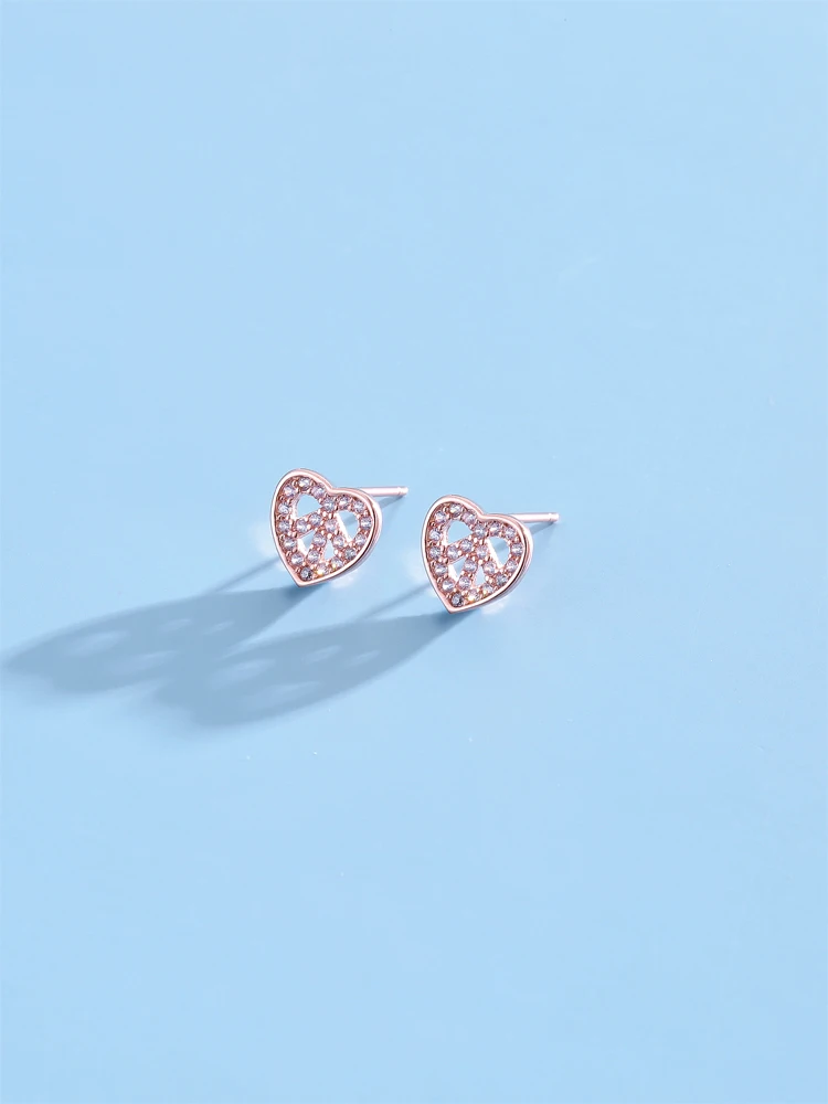 

SILVERHOO Genuine 925 Sterling Silver Earrings For Women Full Cubic Zirconia Heart Arrow Stud Earring Romantic Jewelry Gift