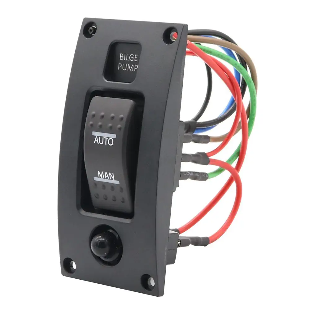 

12-24V Bilge Pump Switch Alarm Waterproof Ship Deck Cleaning Control Panel for Boat Bilge Pumps on/off/on Pump Switch Panel