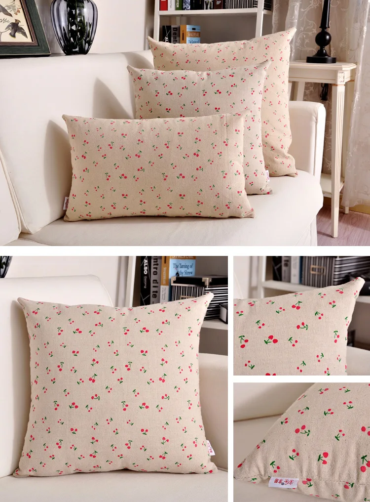 

30x45/45x45/60x60cm simple plain cushion cover backrest pillowcase cotton linen floral lumbar pillow cover sofa chair decor