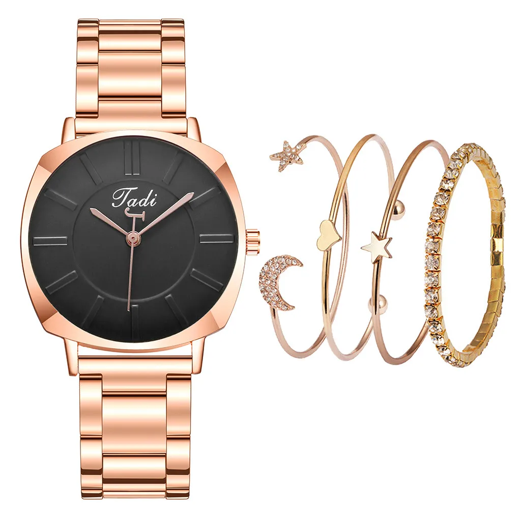 

Bracelet and Watch Women Shining Casual Quartz Stainless Steel Newv Strap Bracelet Watch Set Reloj Mujer Luxury Wristwatch A50