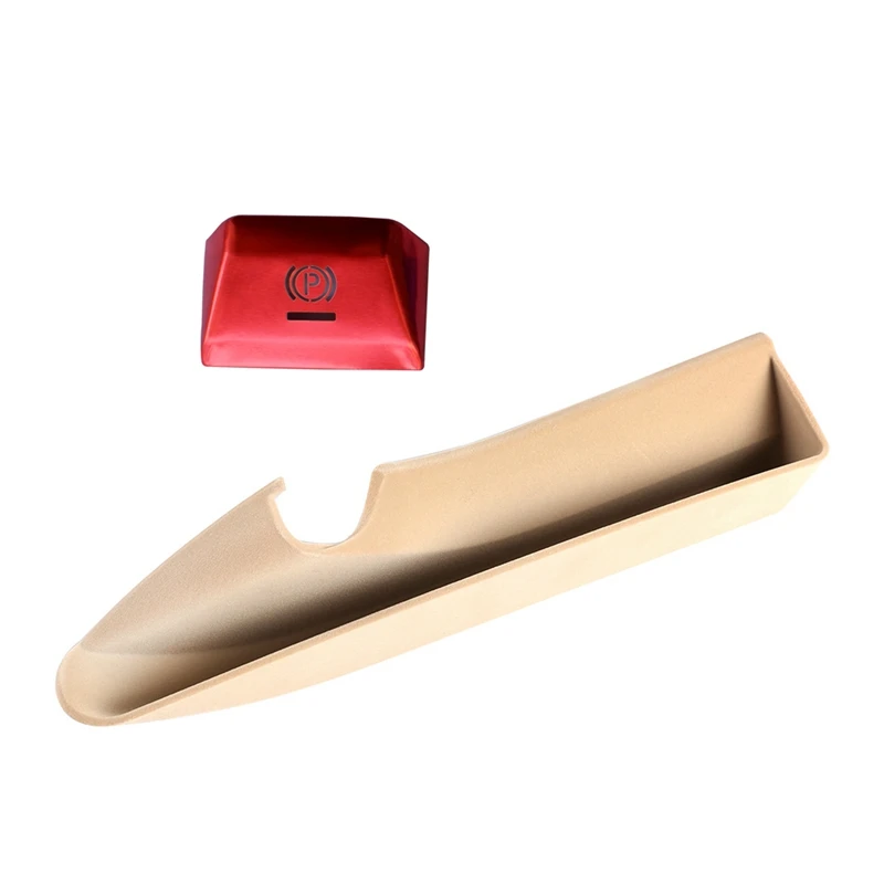 

Car Parking Brake Handbrake Decoration Cover P Button Sticker Red with Car Central Control Armrest Storage Box