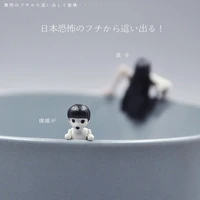 japanese mini capsule toys sadako grudge rim static action figure toys spoof for tea cup ornaments hand model toys for children