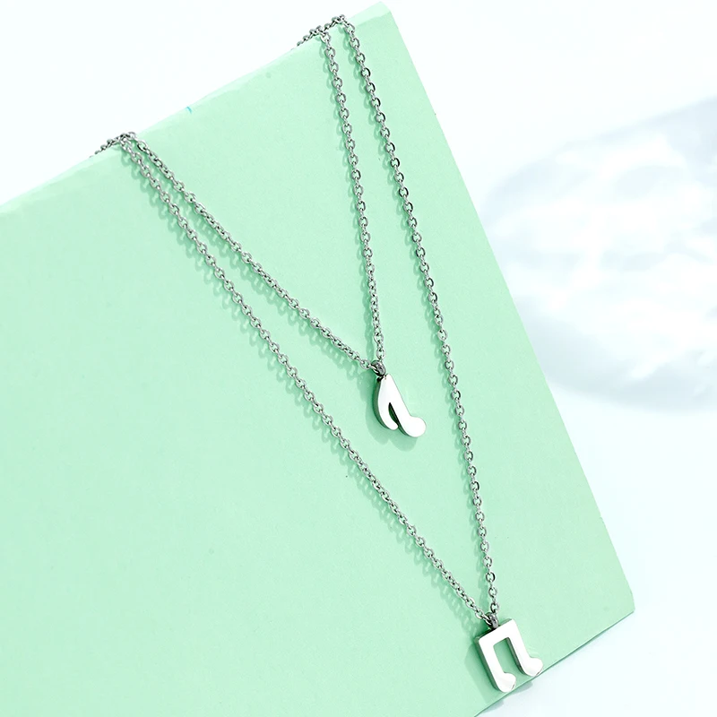 Женское колье в виде скрипичного ключа из нержавеющей стали с двумя