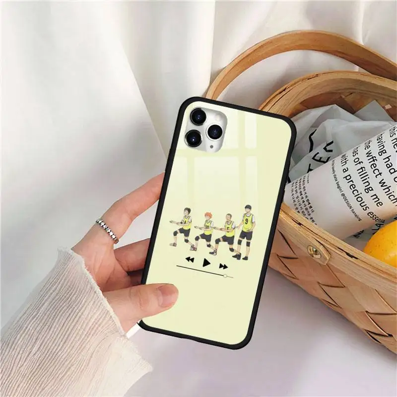 

Haikyuu Hinata Attacks Anime Phone Case Tempered glass For iphone 11 12 PRO MAX X XS XR 5C 6 6S 7 8 plus