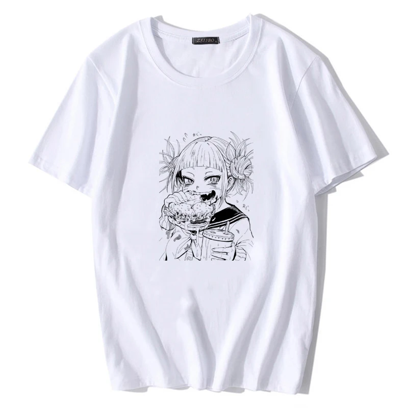 White-02 Harajuku/японская Футболка с принтом Toga Himiko, Мужская футболка с надписью Boku No Hero Academy, Мужская Уличная футболка с надписью My Hero Academy, футболки в стиле хип-хоп - Цвет: White-02