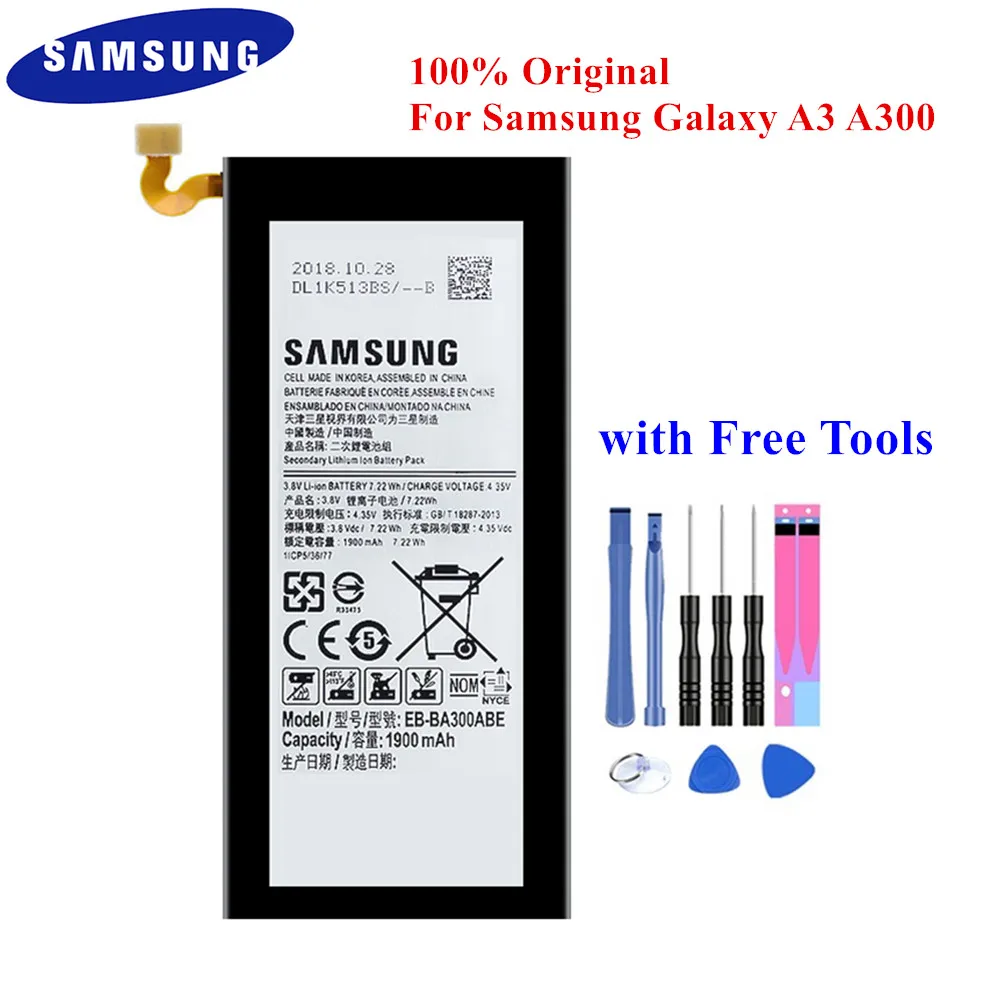 100% Оригинальная Аккумуляторная батарея Φ для Samsung Galaxy A3 A300 EB BA300ABE A300FU A300G A300HQ A300M