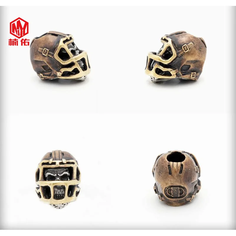1PC Skull Rugby Hat Football cap Reteo Bronze Tibetan Silver EDC Paracord Beads Umbrella Rope Cord Lanyard Pendants Knife Beads
