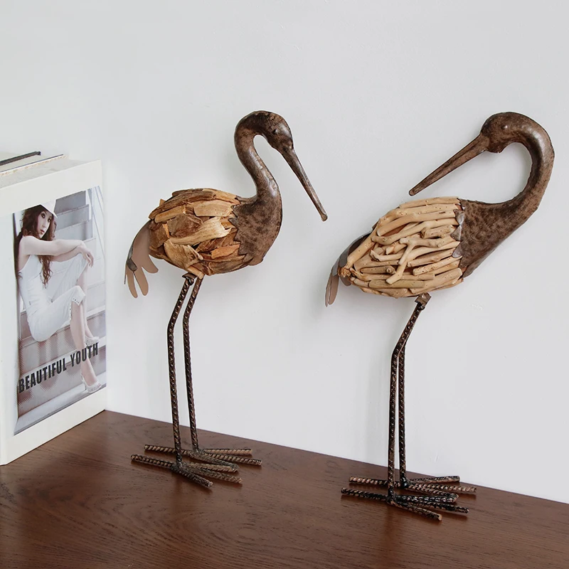 Креативный деревянный журавль для животных железный художественный декор