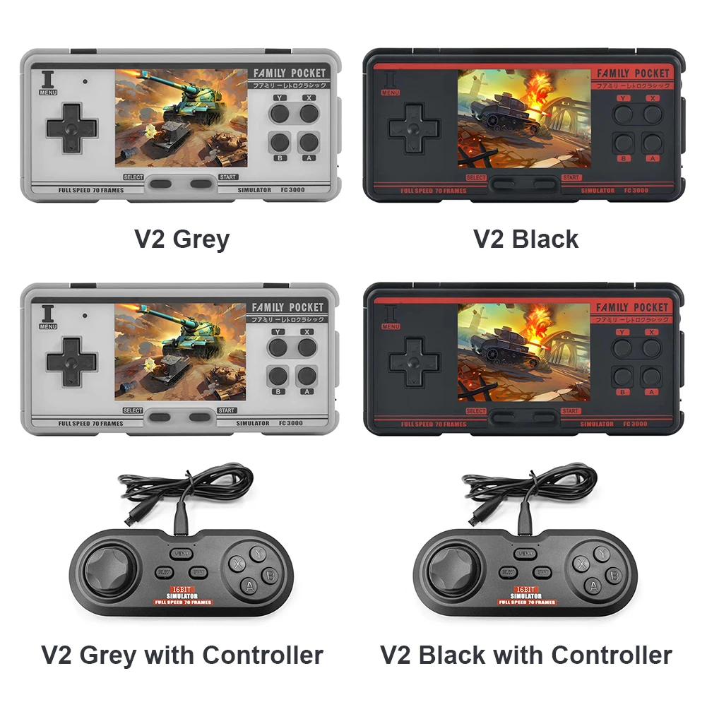 

NEW ML1 QI FC3000 V2 Retro Console Color LCD Screen Game Classic Handheld Video Game Console Built in 5000 Games 10 Simulator