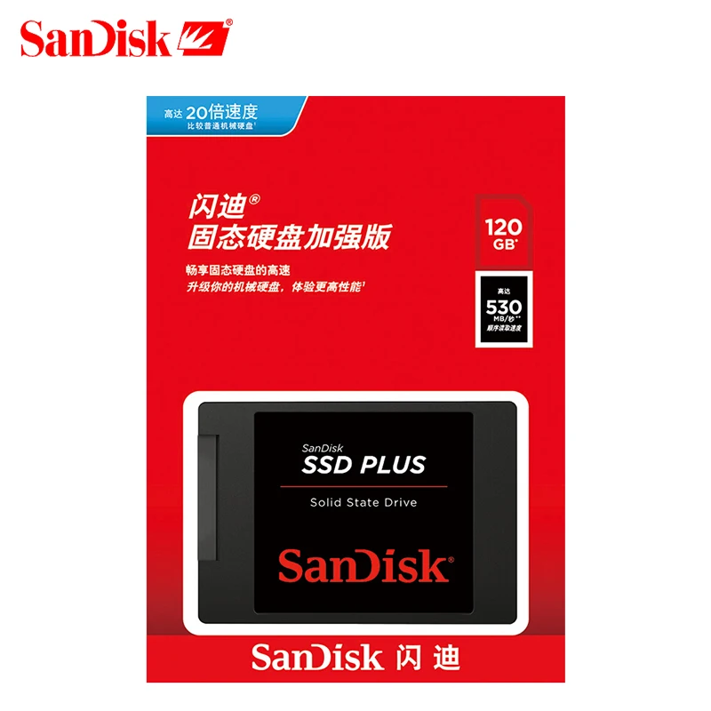 Внутренний твердотельный накопитель Sandisk SSD PLUS, жесткий диск 530 МБ/с., 120 ГБ, 240 ГБ, 480 ГБ, SATAIII 3,0 (6 ГБ/сек.) для ноутбуков и настольных ПК от AliExpress RU&CIS NEW