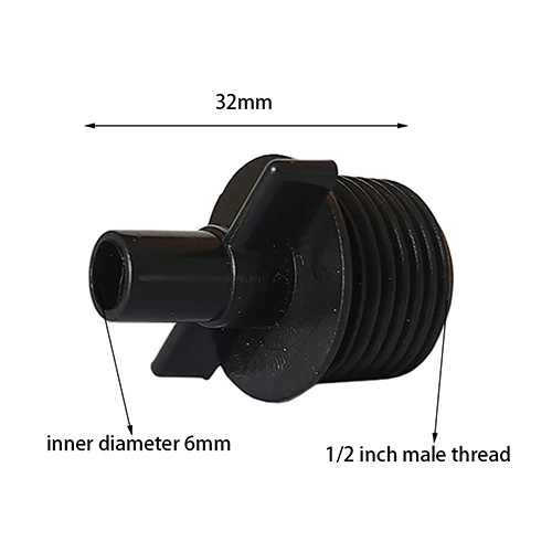 Inner Diameter 6mm 8 шт. 6 мм до 1/2 ''резьбовое соединение с внешней резьбой садовая насадка для полива адаптер микро орошения системы разъем для распылителя - Color: Inner Diameter 6mm