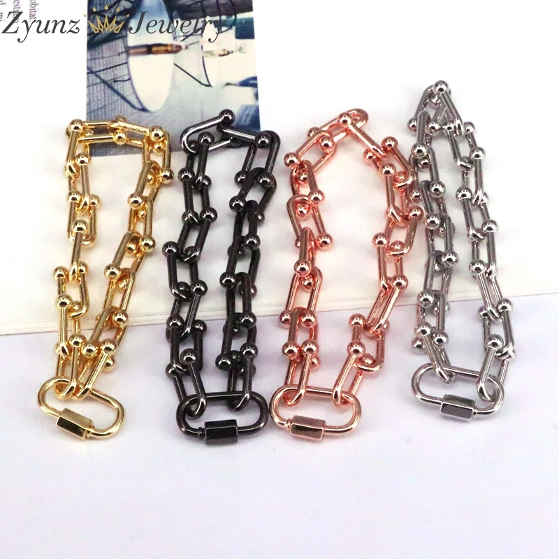 

5PCS, U Shape Chain Bracelet Simple Gold Silver Color Chain Buckle Chunky Bracelet Women Party Jewelry